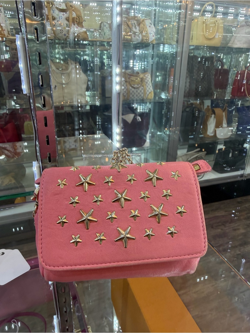 Jimmy Choo Pink Star-Embellished Crossbody Bag